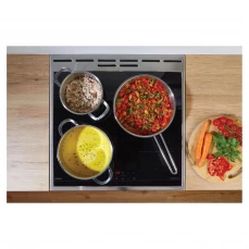 Sivi električni štednjak sa funkcijama odleđavanja i jednostavnog AquaClean čišćenja.