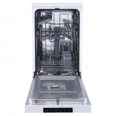 Samostojeća mašina za pranje posuđa sa opcijom upotrebe tableta za pranje.