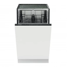 Prednja strana sa otvorenim vratima ugradbene mašine za pranje suđa Gorenje