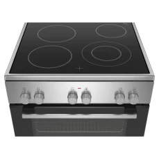 Sivi električni štednjak sa osvjetljenjem unutar pećnice.