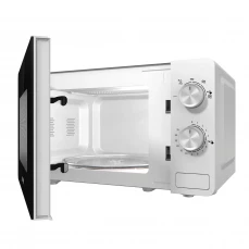 Samostojeća mikrovalna pećnica Gorenje sa otvorenim vratima, bijela