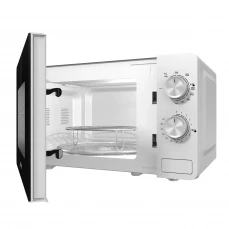 Samostojeća mikrovalna pećnica Gorenje sa otvorenim vratima, bijela