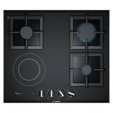 Ugradbena kombinovana ploča sa tri plinska gorionika i jednom električnom grejnom površinom.