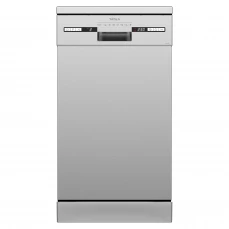 Prednja strana samostojeće mašine za pranje suđa Tesla, siva