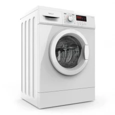 Bočna i prednja strana veš mašine Tesla, bijela